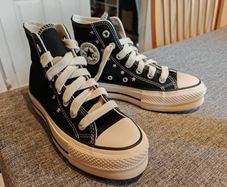 Converse Womens Chuck Taylor All Star Lift Platform Embroidered Stars Trainers Black