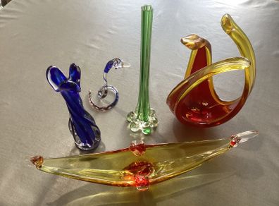 Vintage Murano Glass - Vases, Basket, Gondola and Serpent