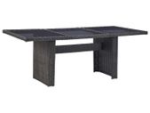 Garden Dining Table Black 200x100x74 cm Glass and Poly Rattan
