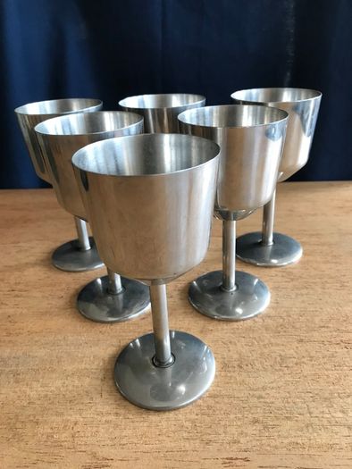 New Vintage Stainless Steel Wine Goblets
