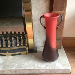 Vase Glass Nouveau Floor Vase Copper Handles