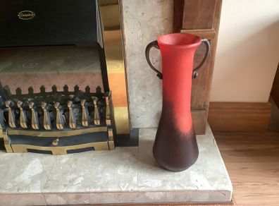 Vase Glass Nouveau Floor Vase Copper Handles