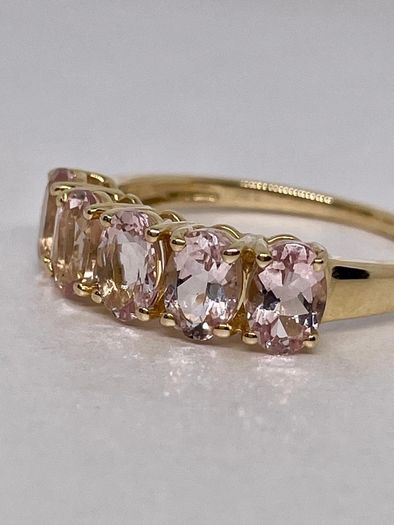 Yellow Gold Pink Morganite 5 Stone Ring
