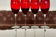 Vintage Italian Hand Blown Ruby Red Wine or Water Goblets 23 cm Tall