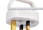 White Mains EASY PULL UK 3-Pin Plug 13a Mobility Arthritis Disability Elderly