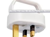 White Mains EASY PULL UK 3-Pin Plug 13a Mobility Arthritis Disability Elderly