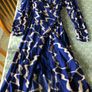 Blue Pattern Wrap Dress with Matching Slip Image 3