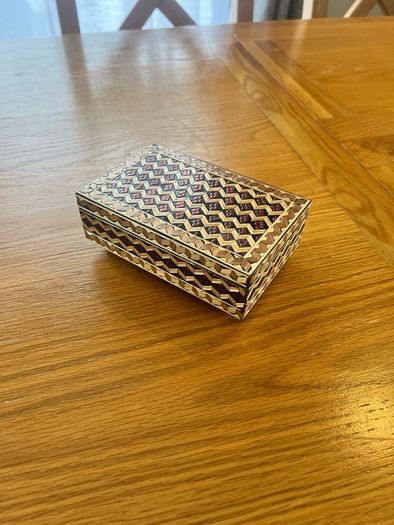 Vintage Eastern European Straw Marquerty Jewellery Box