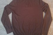 Reiss Men's XL 1/4 Zip Sweater Jumper Brown 100% Extra Fine Merino Wool