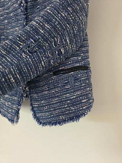 Sandro blue tweed fringe jacket, size 38, Paris brand.