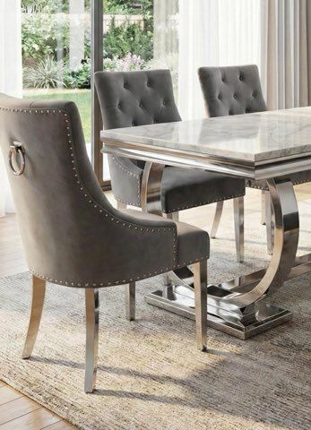 Marble top dining table and 6 chairs