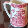 Beautiful Small Red/Pink Willow Pattern jug Image 3