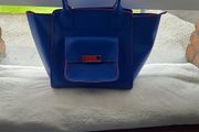 Blue shoulder Handbag with pink trim NEW