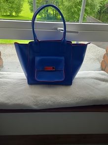 Blue shoulder Handbag with pink trim NEW