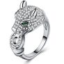 Leopard Emerald Stone Crystal Silver Ring Image 2