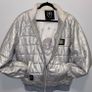 Roberto Geissini Metallic Silver Skull Puffer Jacket Y2K Streetwear  Unisex Fit Size M Image 2