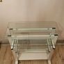 Glass & White PC Desk Computer Table  Good Condition Image 2