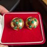 Vintage Gold and Green Tone Earrings Image 2