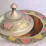 Vintage Brass Enamel Trinket Bowl With Lid For Sale Image 2