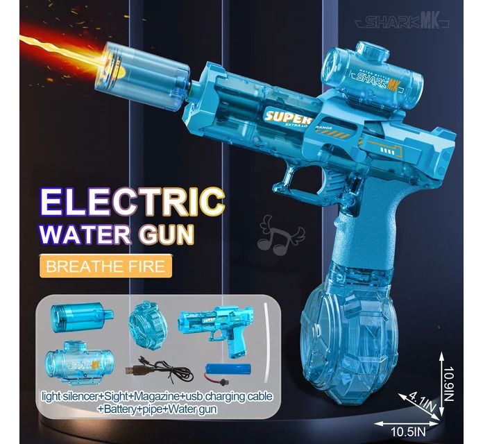 New USB Recharable Electric Water Gun Pistol With light Sprays Flame Effect Continuously High-pressure High-speed Powerful Outdoor Water Gun Toys