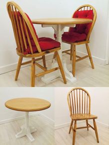 Elegant Solid Wood Dining Set Hand Painted Table & Chairs