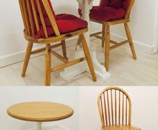 Elegant Solid Wood Dining Set Hand Painted Table & Chairs