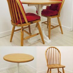 Elegant Solid Wood Dining Set Hand Painted Table & Chairs