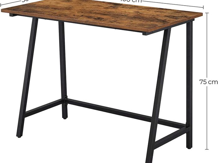 _desk, computer table, home office, office, study, living room, stable, space-saving, simple structure, industrial design, 100 x 50 x 75 cm, vintage brown-black