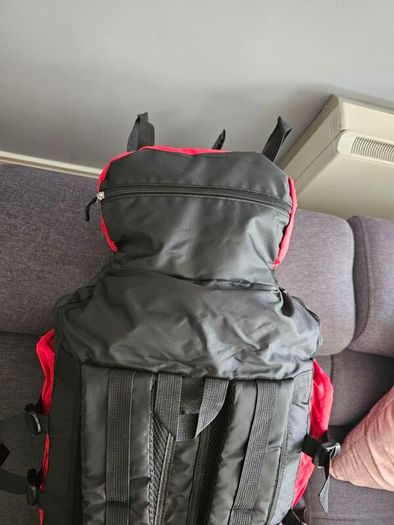 90 L Hiking backpack. Trekking backpack. Camping backpack. Red.