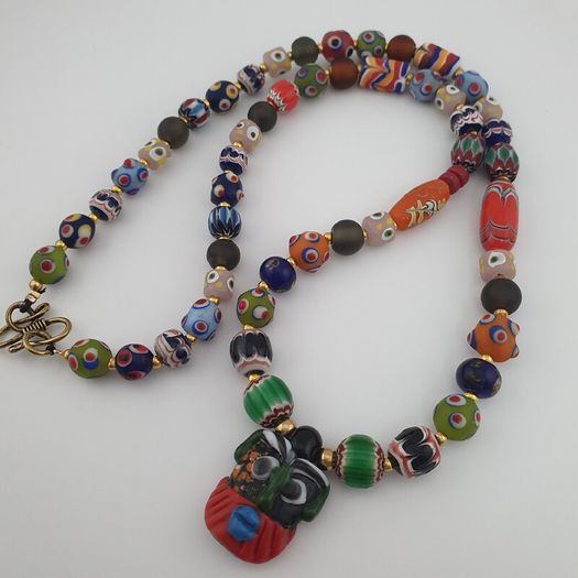 Antique Venetian Style MultiColor Mix Glass Beads Necklace
