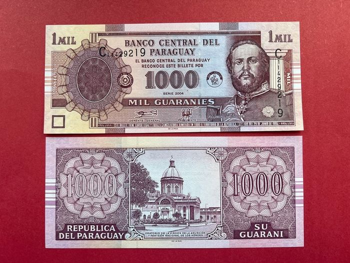 Paraguay  1000. Guaranies  2004. Pick 222a  ( Uncirculated )