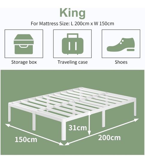 King Size Bed Frame 30.5 cm High with Rounded Corner Legs