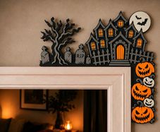 Halloween haunted house door corner decoration