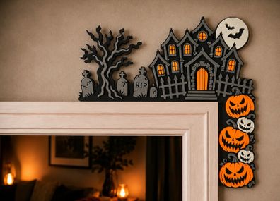 Halloween haunted house door corner decoration