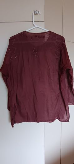 Brown Embroidered Sequin Blouse