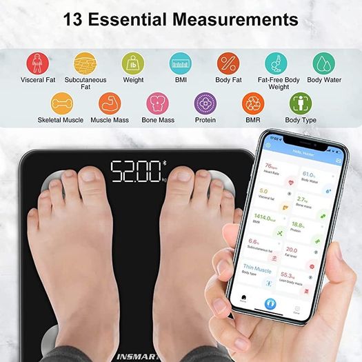 Body Fat Scales, INSMART Smart Digital Bathroom Weight Weighing Scales for Body Composition Analyzer with Smart APP, Body Composition Fitbit Scales for Fitness (FREE SHIPPING)