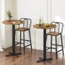 Round Bar Tables, Set of 2, Counter Height Pub Tables, Versatile Use, With Cross Base, for Dining Room, Kitchen, Bar, Pub, Bistro, Cafe, Rustic Brown and Black Image 3