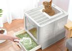 Top Entry Cat Litter Box with Lid Foldable Large Kitty Litter Boxes Cats Toilet Including Plastic Scoop
