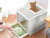 Top Entry Cat Litter Box with Lid Foldable Large Kitty Litter Boxes Cats Toilet Including Plastic Scoop