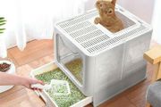 Top Entry Cat Litter Box with Lid Foldable Large Kitty Litter Boxes Cats Toilet Including Plastic Scoop