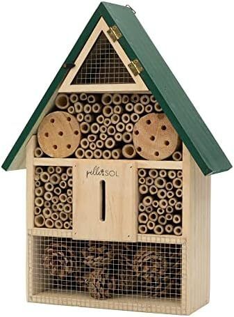 Eco-Friendly Bee House | Bug Hotel for Bees, Butterfly, Insect | Kid Friendly Weather Resistant Hanging Bee Hotel Bamboo Nesting Habitat | Bug House Garden Decor & Nature Gifts for Kids
