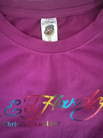 Brand new Christian Audigier Ed Hardy teenager fuschia t-shirt size XL age14/15 Free post