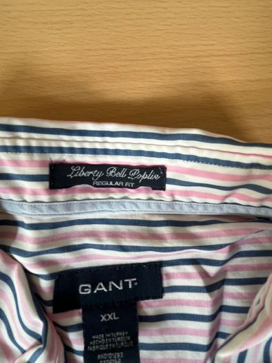 Gant Shirt Mens 2XL Striped Short Sleeve Collared Liberty Bell Poplin - Pink\Blue