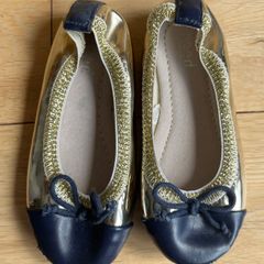 SEED Heritage Navy & Gold Ballet flats Sz 24 BNWT