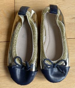 SEED Heritage Navy & Gold Ballet flats Sz 24 BNWT