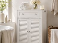 main image for ad White Bathroom Storage Cabinet with Drawer &amp; Louvered Door
