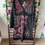 dress 100% cotton black patterned dress v neckline & long sleeves size small Image 4