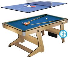 Riley 6ft Folding Pool Table with Table Tennis Top | Blue