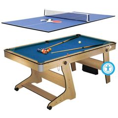 Riley 6ft Folding Pool Table with Table Tennis Top | Blue