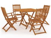 5 Piece Folding Garden Dining Set Solid Acacia Wood